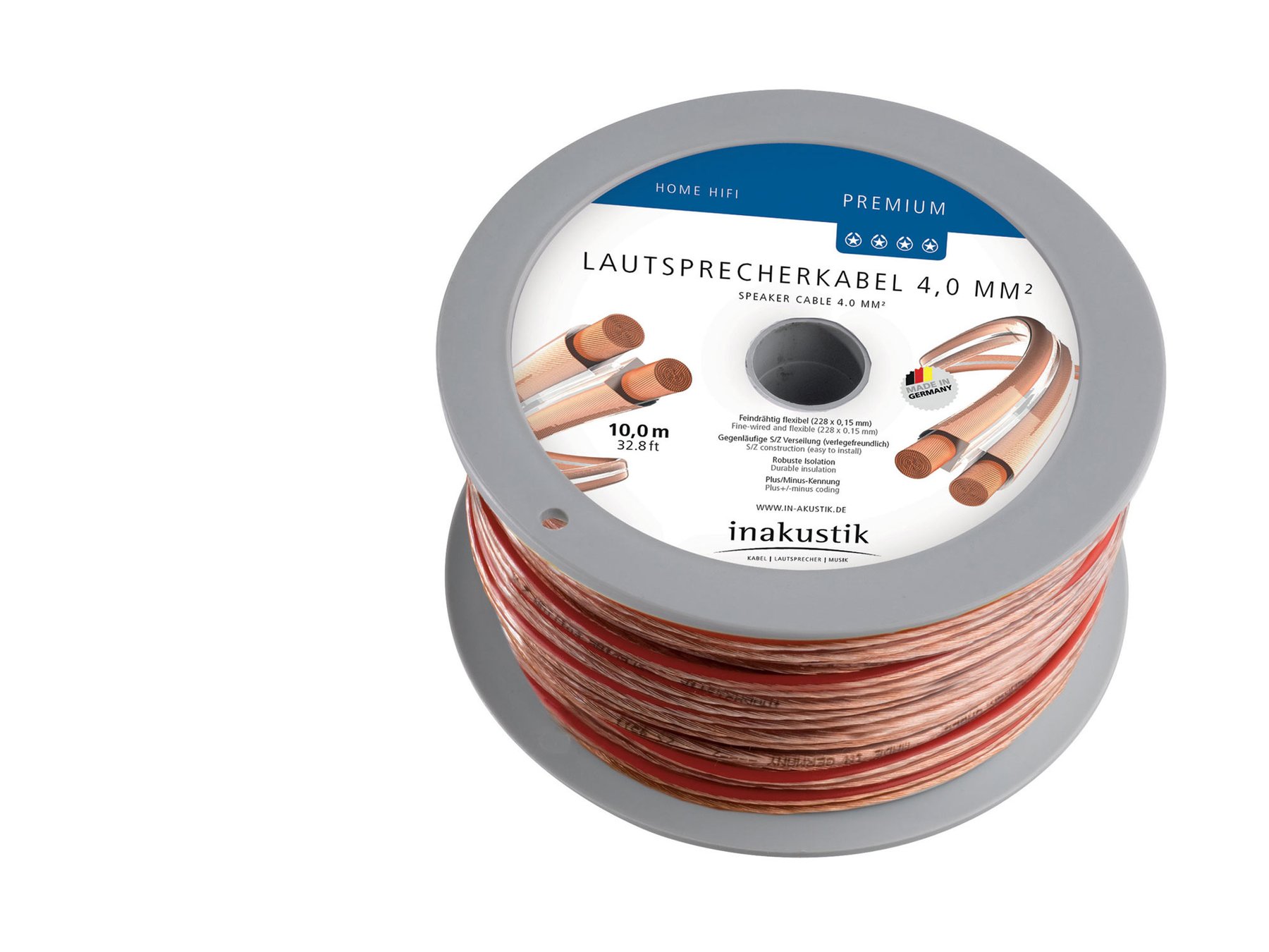 Акустичний кабель Inakustik Premium LS-Kabel 2 x 4,0 mm² mini spools 10m