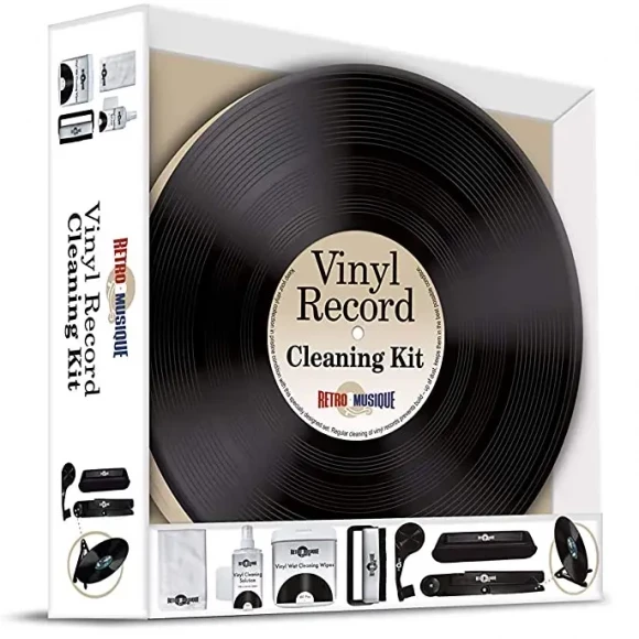 Комплект для чищення вінілових платівок Retro Musique Vinyl Record Cleaning Kit In Round Tin