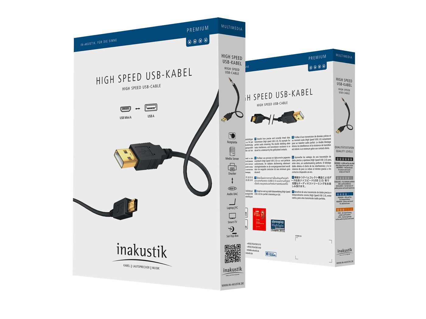 Кабель Inakustik Premium USB A > B 1,0m