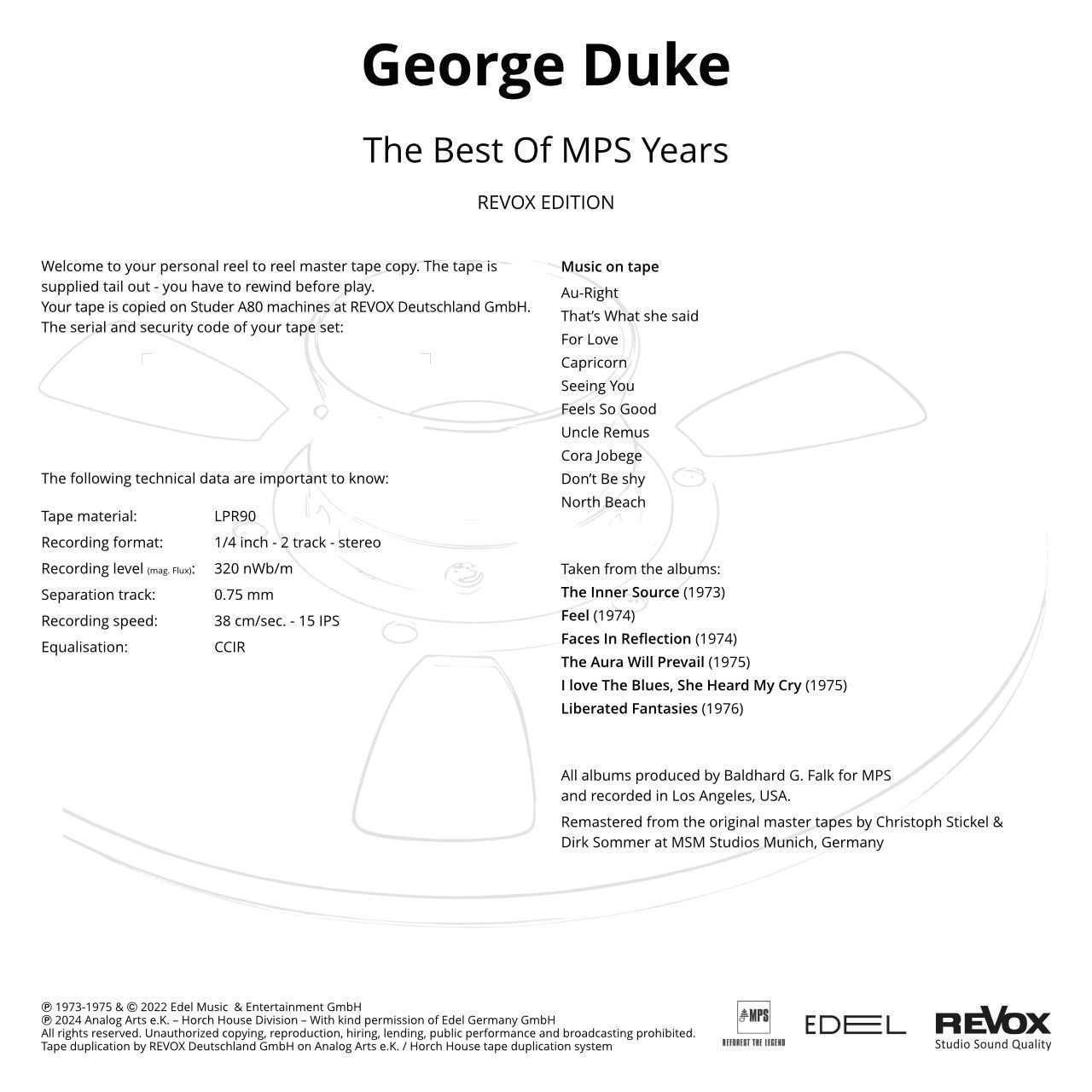 Майстер-стрічка The Best of MPS Years - George Duke