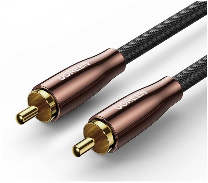 Кабель коаксиальный UGREEN AV155 RCA to RCA Coaxial PRO Cable Braided, 1 m Gray (70684)