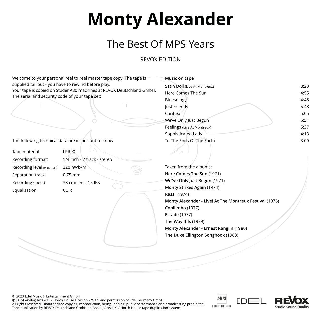 Майстер-стрічка The Best of MPS Years - Monty Alexander
