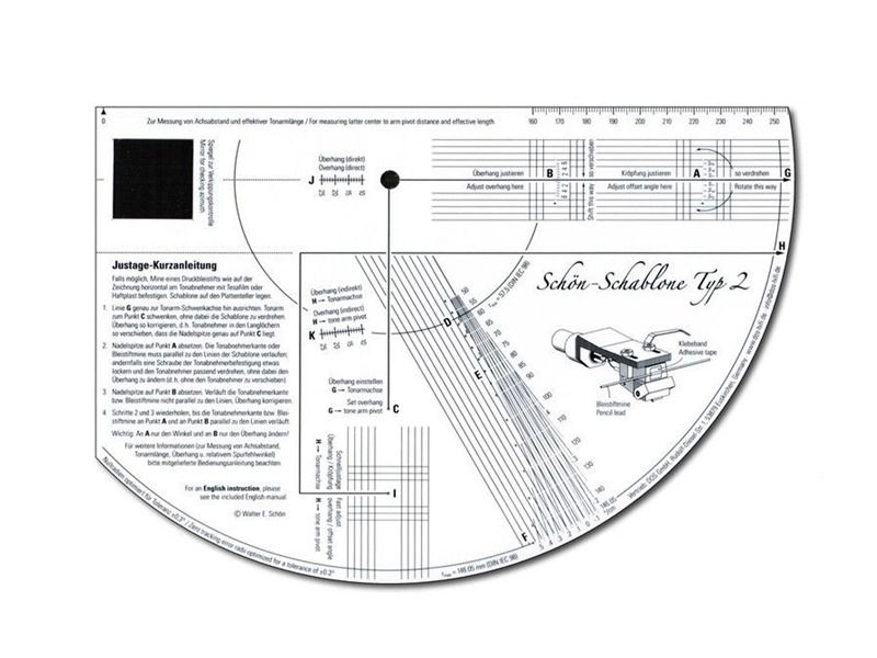 Шаблон для налаштування програвача Tonar Professional Cartridge Install Protractor, art. 3583