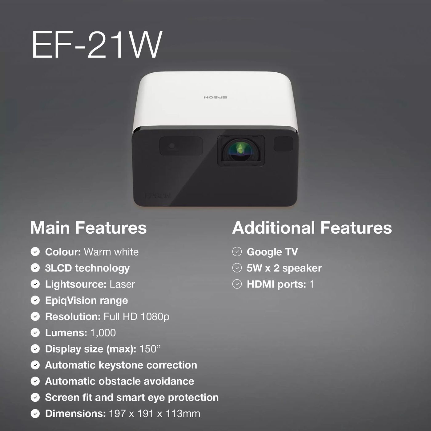 Проектор Epson EF-21W (V11HB35040)