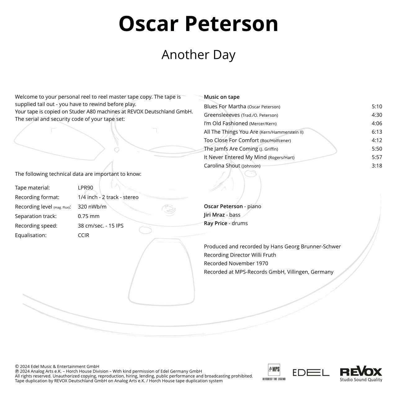 Мастер-лента Another Day - Oscar Peterson