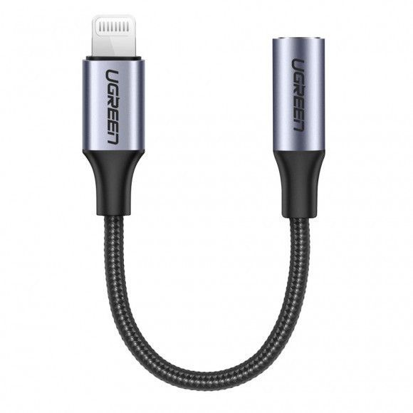 ЦАП і підсилювач UGREEN US211 3.5 mm Female to Lightning Male Cable Braided with Aluminum Shell, 10 cm Black 30756