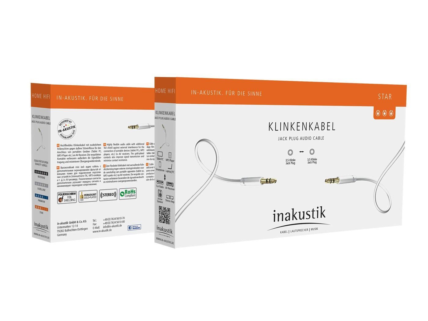 Міжблоковий кабель Inakustik Star 3,5mm Mini Jack > 3,5mm Mini Jack white 0,75m