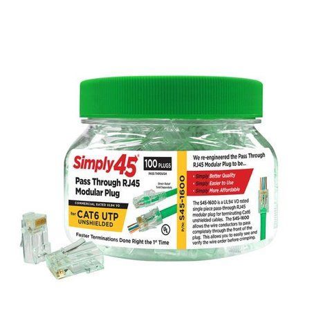 Наскрізні роз'єми RJ45 SCP SIMPLY45-CAT6 (100 шт)