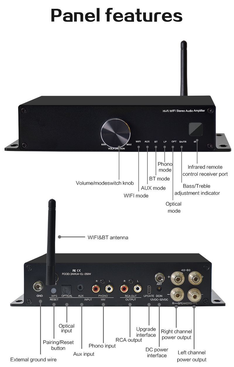 Підсилювач Cloudyx CL-250W Hi-Fi WIFI Audio Amplifier
