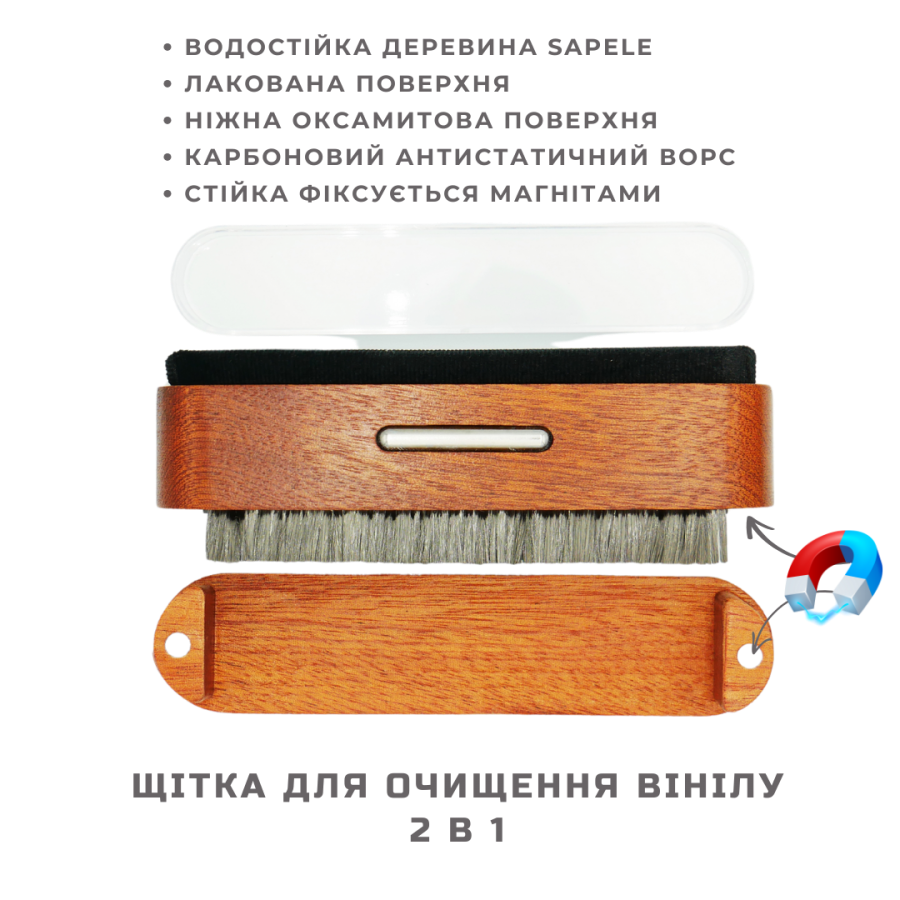 Щітка для платівок Myllo Vinyllo 2в1 Оксамитова + Карбонова (MV-B03)