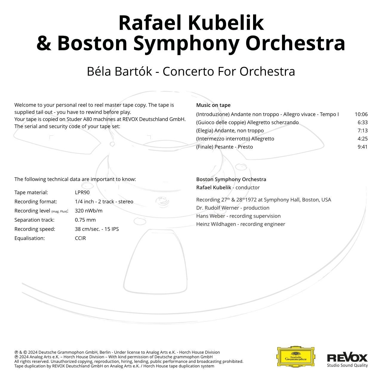 Майстер-стрічка Bart&oacute;k: Concerto for Orchestra - Rafael Kubelik & Boston Symphony Orchestra