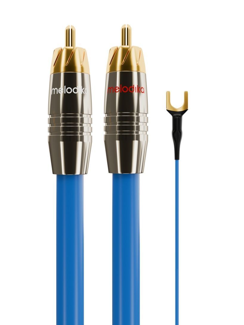 Фонокабель Melodika Sky Blue SBPH20 Phono cable 2xRCA-2xRCA with ground wire 2m