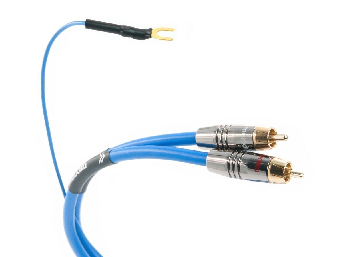 Фонокабель Melodika Sky Blue SBPH10 Phono cable 2xRCA-2xRCA with ground wire 1m