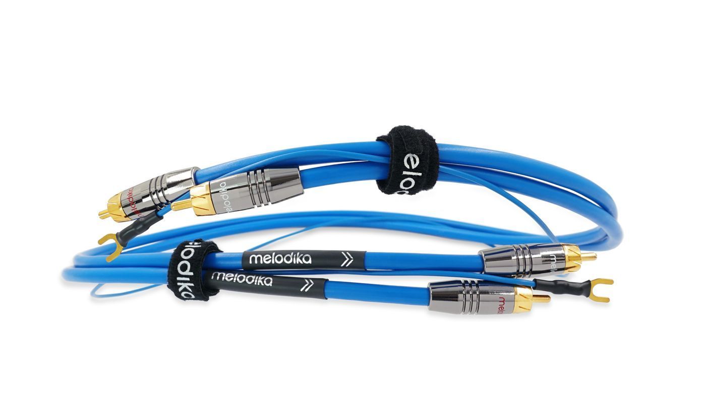 Фонокабель Melodika Sky Blue SBPH10 Phono cable 2xRCA-2xRCA with ground wire 1m