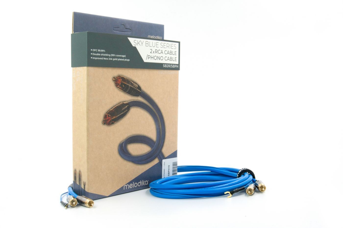 Фонокабель Melodika Sky Blue SBPH10 Phono cable 2xRCA-2xRCA with ground wire 1m