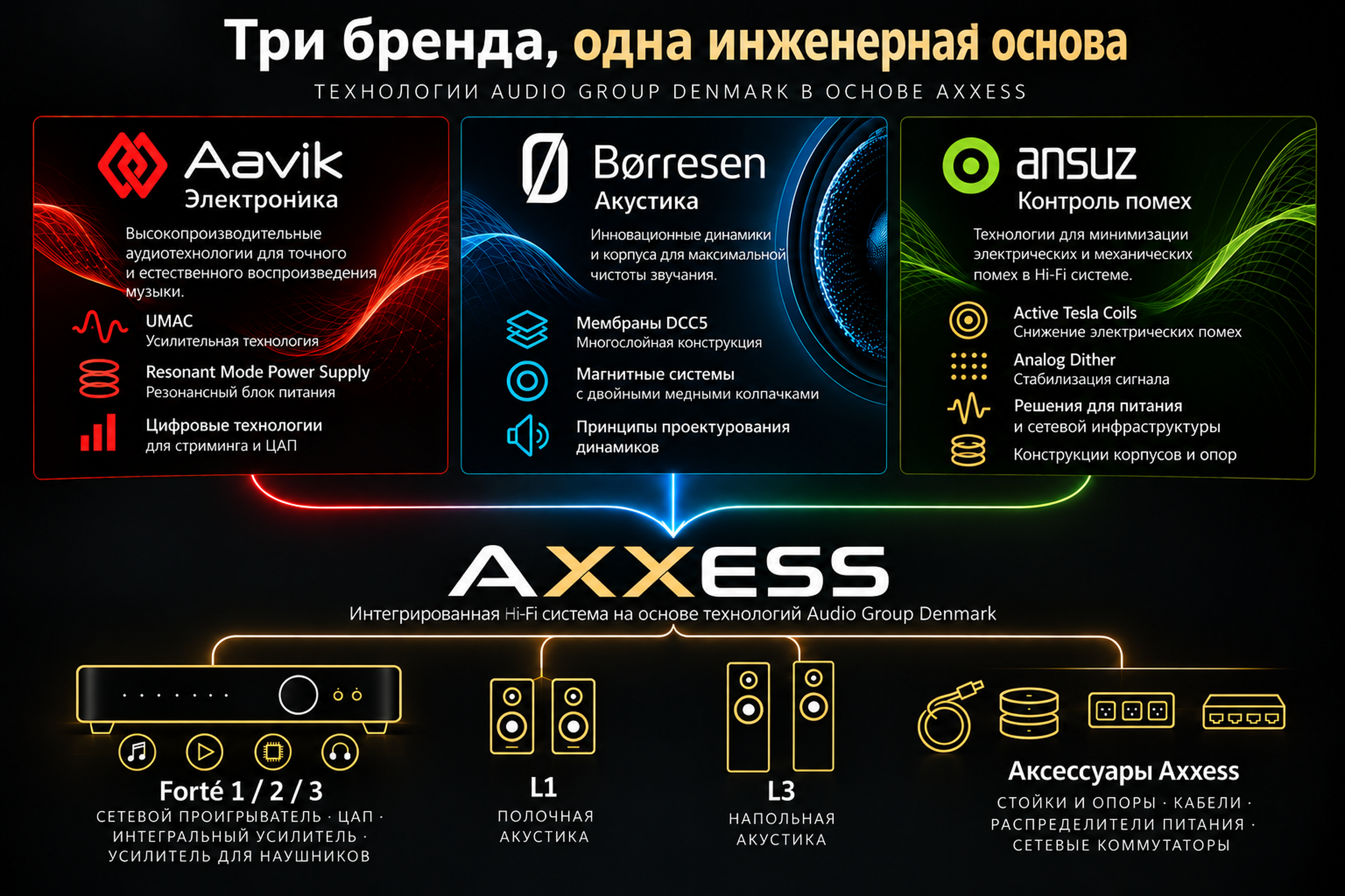Три бренда, одна инженерная основа Axxess: Aavik, Børresen и Ansuz